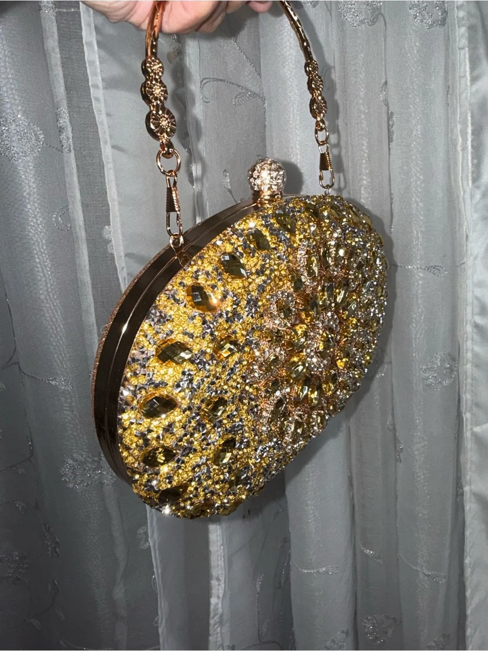 Brand new Yellow and gold beaded and blinged out purse